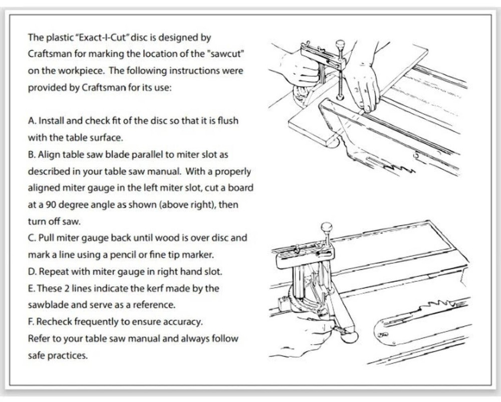 ToolCandy™ Exact-I-Cut Insert Plugs Craftsman Table Saws 113 62493