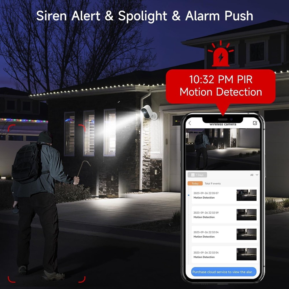 3PK Wireless Battery Camera WiFi Camera 4MP In/Outdoor Security Camera System