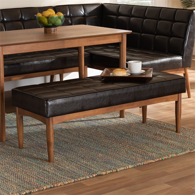 Baxton Studio Sanford Brown Finished Wood Dining Bench