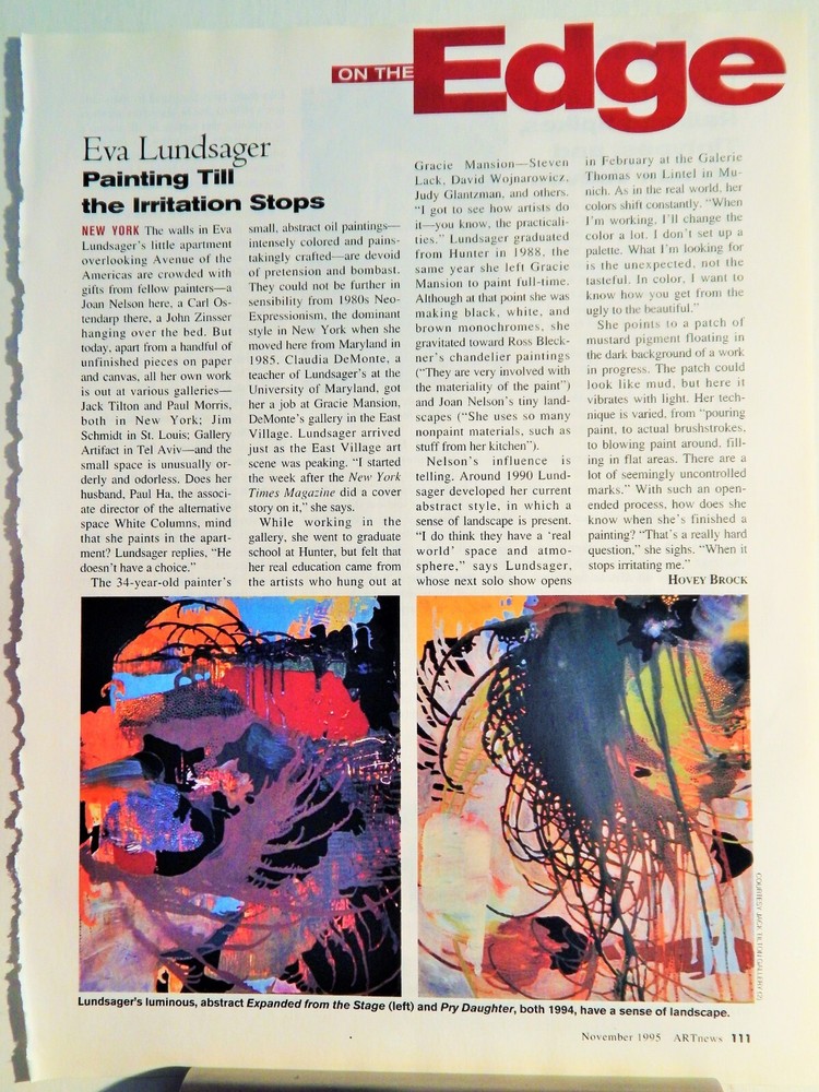 EVA LUNDSAGER    ART PIECE VTG ORIG  1995 ADVERTISEMENT