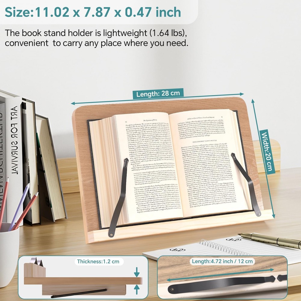 Adjustable Book Reading Stand Desktop Holder for Textbook Cookbook Tablet