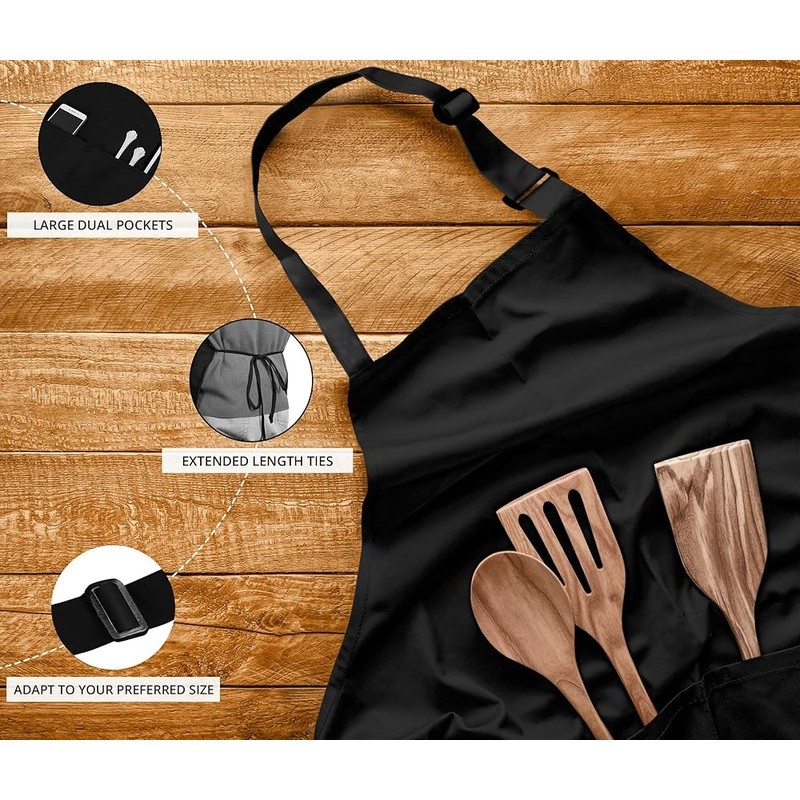 10 Pack Polyester Bib Aprons W/ Adjustable Straps & Front Pockets Cooking New