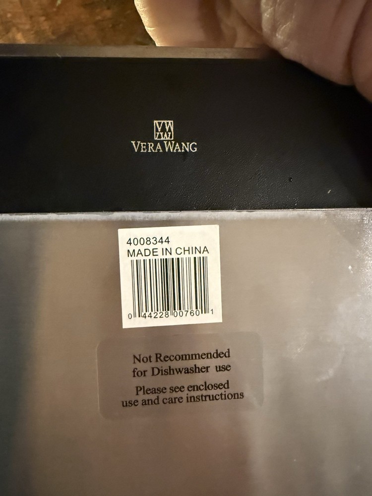 Vera Wang Knife & Server Set Silver Tempered Glass Tray Glossy Finish