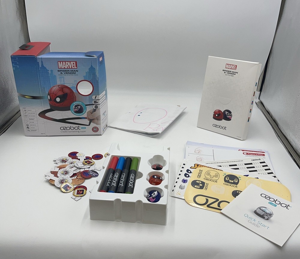 OZOBOT Bit Marvel Spider-Man & Venom Skins Robotics Starter Pack -Pre-Owned
