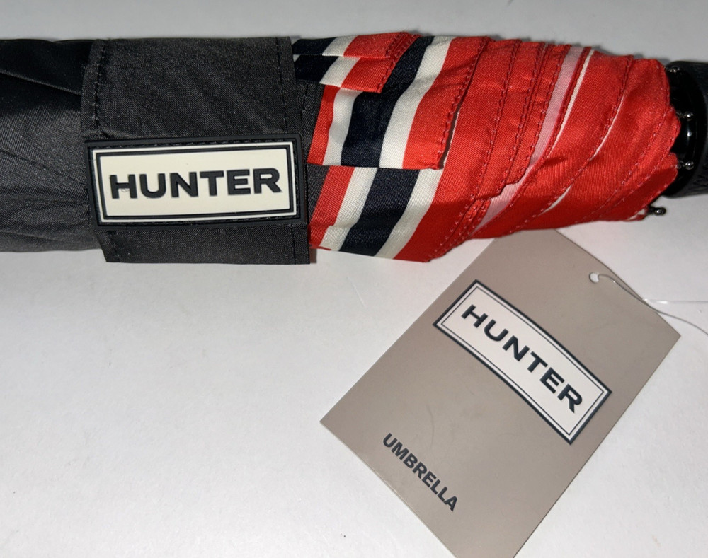 NEW HUNTER Regular Size Umbrella Black Automatic Retractable Carry All Strap $95
