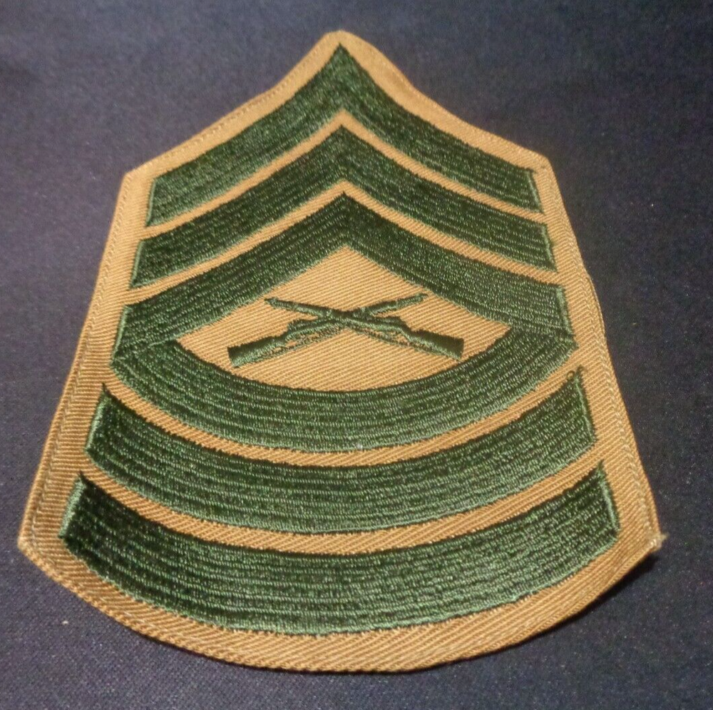 USMC Master Sergeant MSgt Marines E8 Chevron PATCH green/tan for Khaki shirt