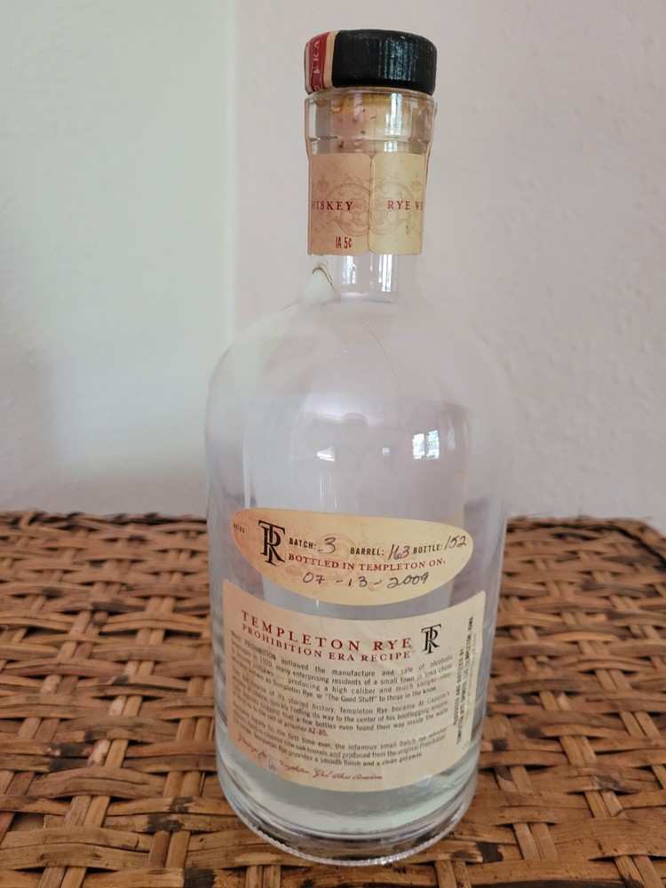 Templeton Rye Empty Bottle