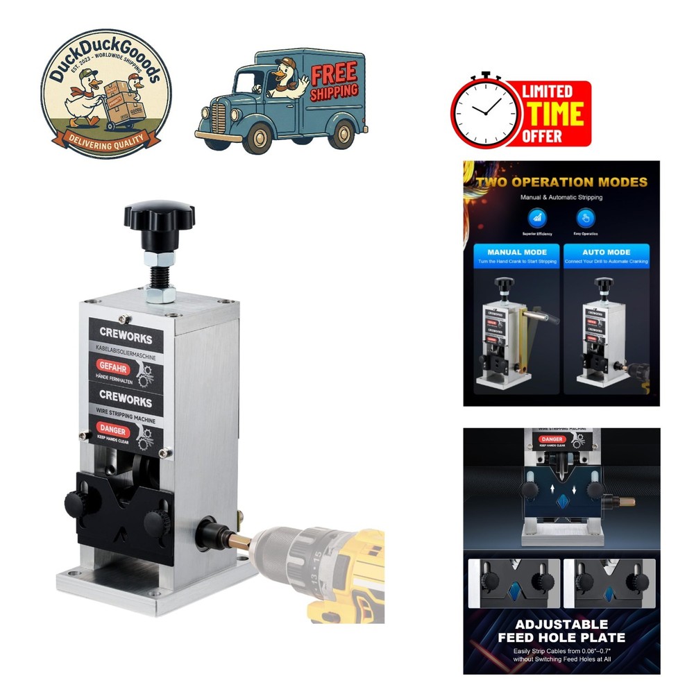 Drill Powered Wire Stripping Machine with Adjustable Blade and Portable Design