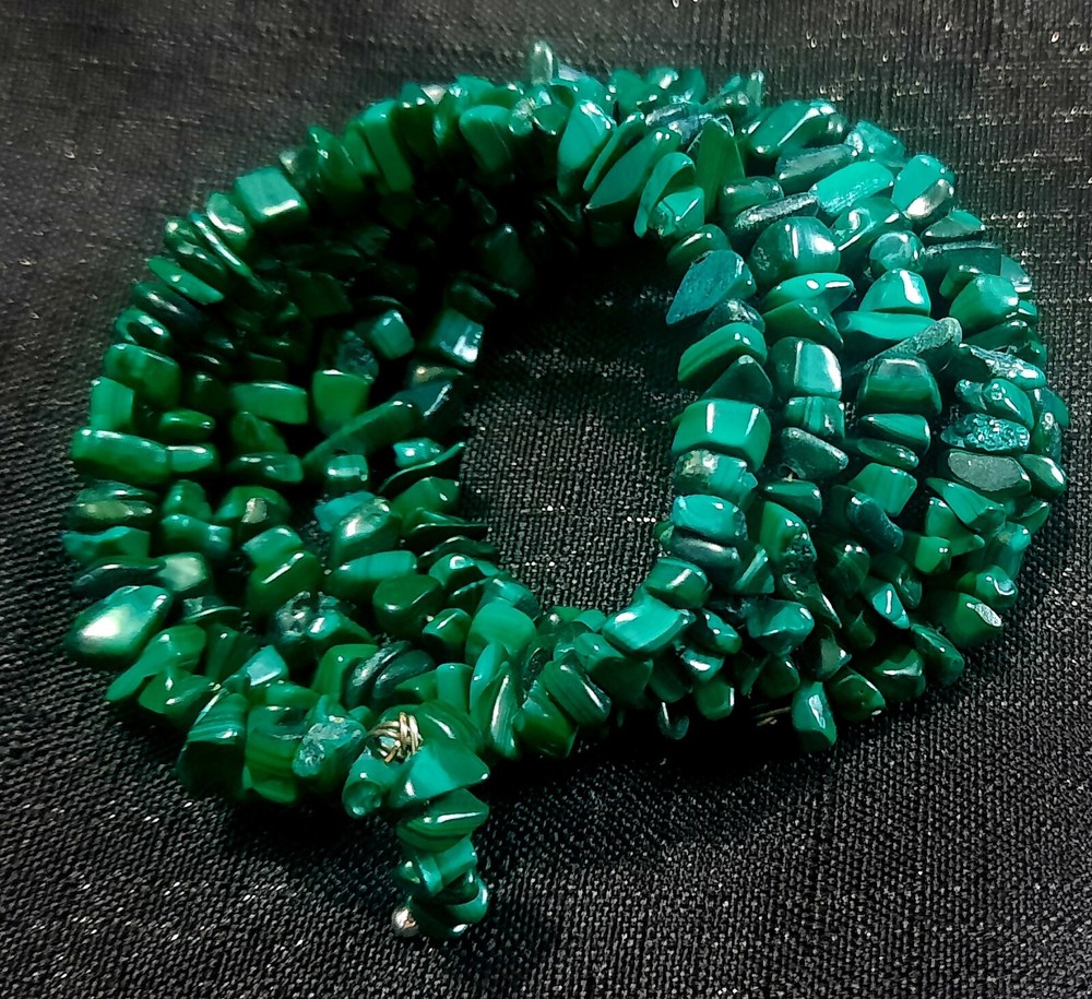 Malachite Memory Wire Wrap Bracelet