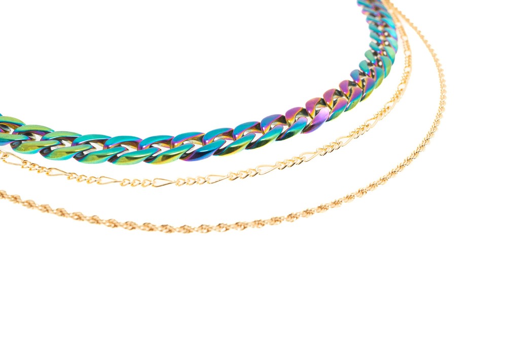 Three Row Chain Link Necklace