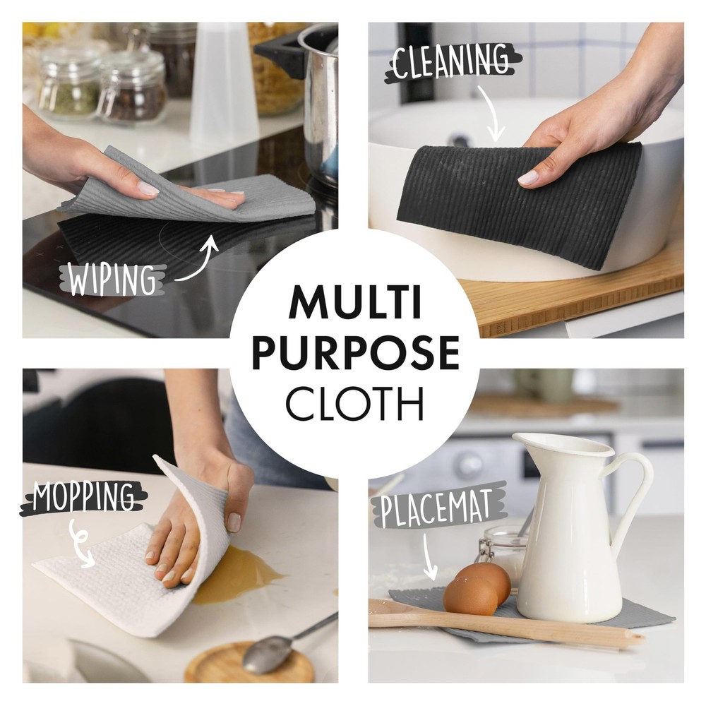 SUPERSCANDI 6 Pack Swedish Dishcloths for Kitchen - 100% Biodegradable & Comp...