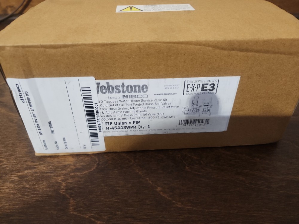 Webstone EXP E3 Service Valve Kit H-45443WPR Tankless Water Heater Rheem Nibco