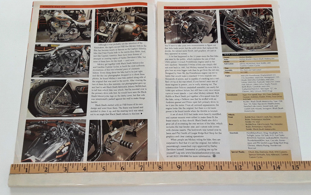 MICKEY ROURKE BLACK DEATH MOTOCYCLES ORIGINAL 2003 ARTICLE
