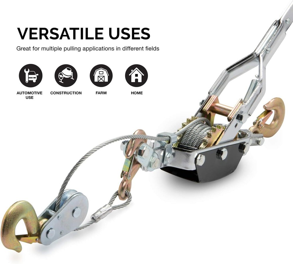 Dual Gears Heavy Duty Power Cable Come along Winch with 5-Ton Pulling Capacity