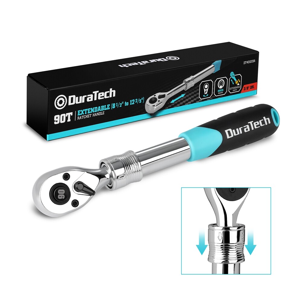 DURATECH 3/8" Drive Ratchet 90-Tooth Quick-release Extendable Ratchet 4 Sections