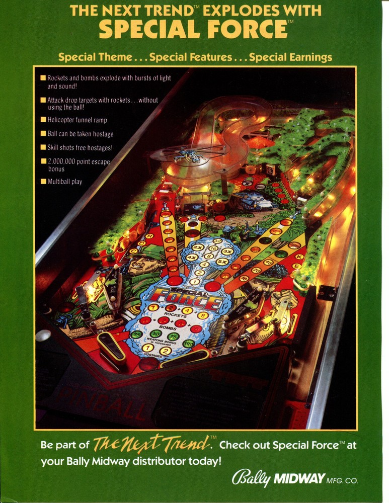 Special Force Pinball Flyer / Brochure / Ad