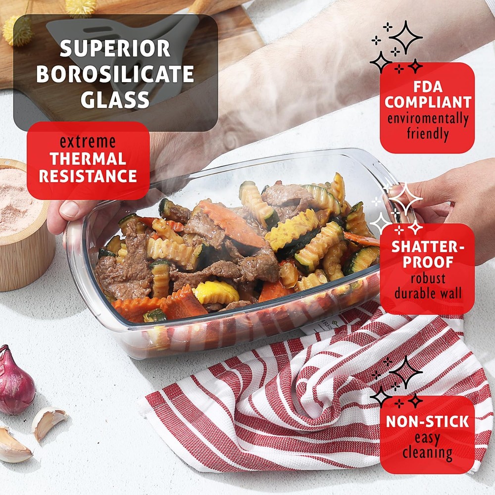 EATEX Glass Bread Pans for Homemade Bread Baking, 1.9 Quart Deep Rectangular ...