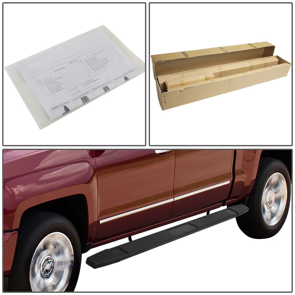 For 2017-2019 Silverado Sierra Crew Cab 6"Side Step Nerf Bar Running Board Black