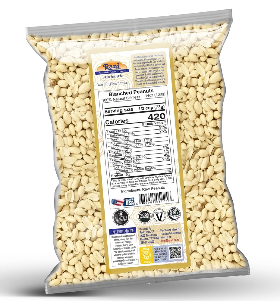 Rani Peanuts Skinless (Blanched, Uncooked) 14oz (400g)