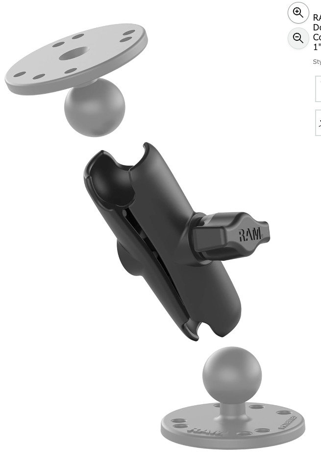 RAM Mounts RAM-B-201U Double Socket Arm (Medium) Compatible Size 1" Ball