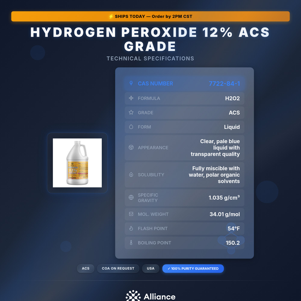 Hydrogen Peroxide 12% ACS Grade - 1 Gallon