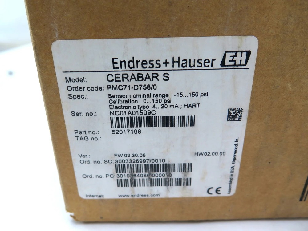 Endress + Hauser PMC71-D758/0 Cerabar S Pressure Transmitter