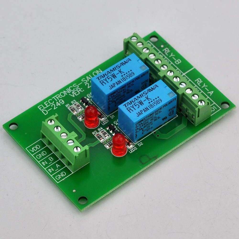 Electronics-Salon 2 DPDT Signal Relay Module Board, DC 5V Version, for Arduin...