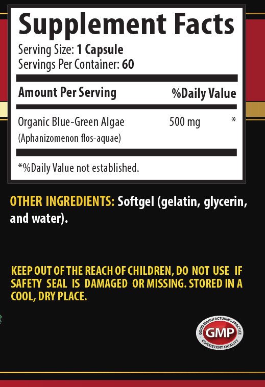Wellness essentials - BLUE GREEN ALGAE 500MG 3B- Blue algae capsules