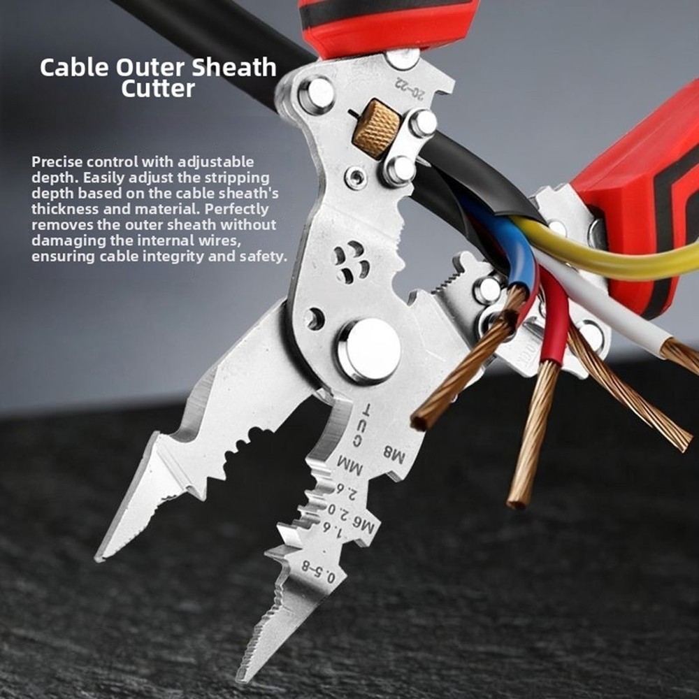 16-in-1 Wire Stripper with Voltage Detection for Stripping Twisting and Cutting