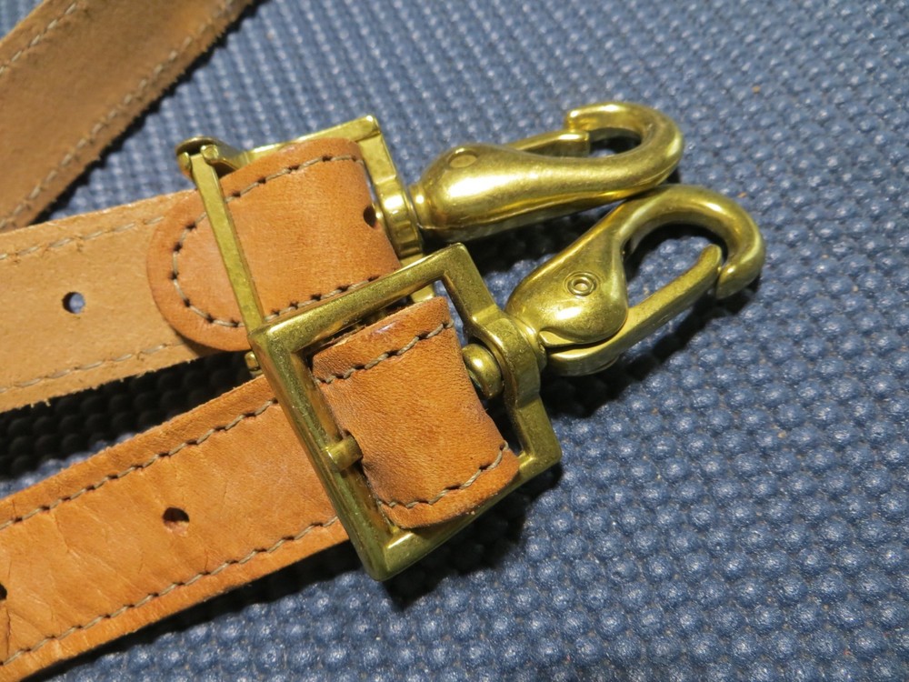 Vtg Hartmann Tan Leather Replacement Shoulder Strap Brass & Adjustable 33-50"