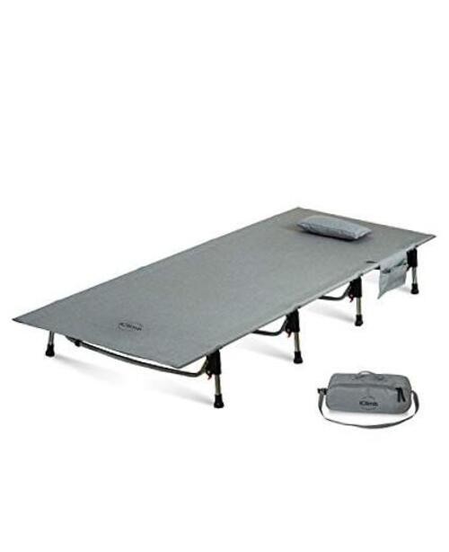 Super Easy Assemble Folding Cot Ultralight Compact Heavy Duty with Carry Grey