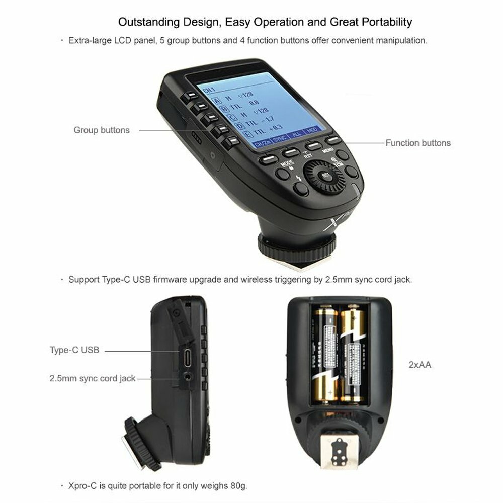 Godox XPro-C Transmitter Trigger TTL 2.4G Flash Speedlite For Canon EOS Camera