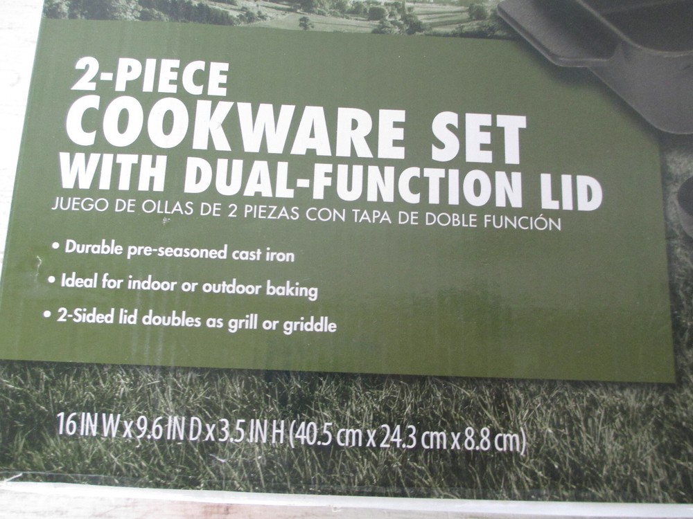Ozark Trail 2 Piece Deep Pan Cast Iron Set with Dual Function Lid Cookware