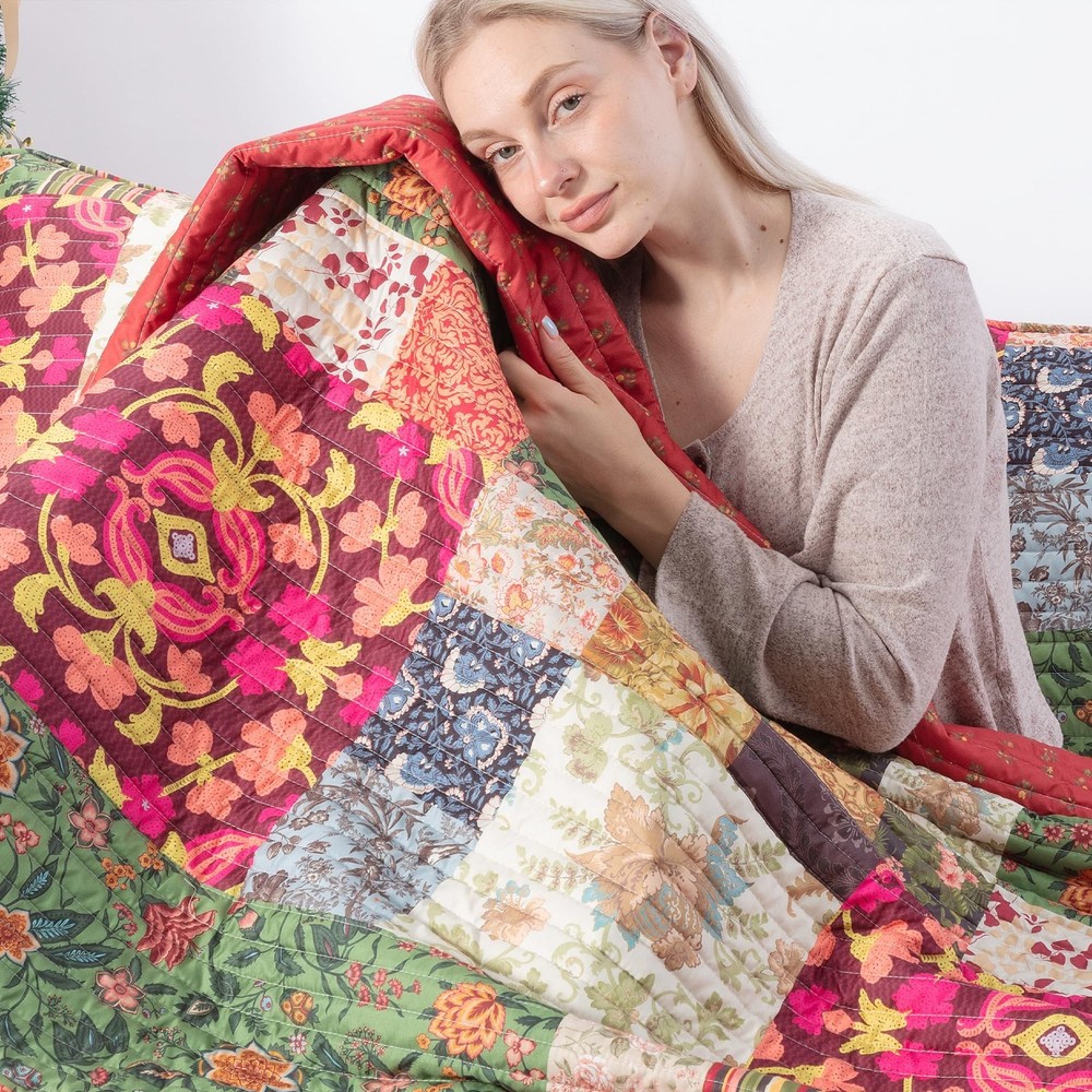 Queen Quilt Set for Bed - Patchwork Quilts Queen Size, Comforter Coverlet Bed...