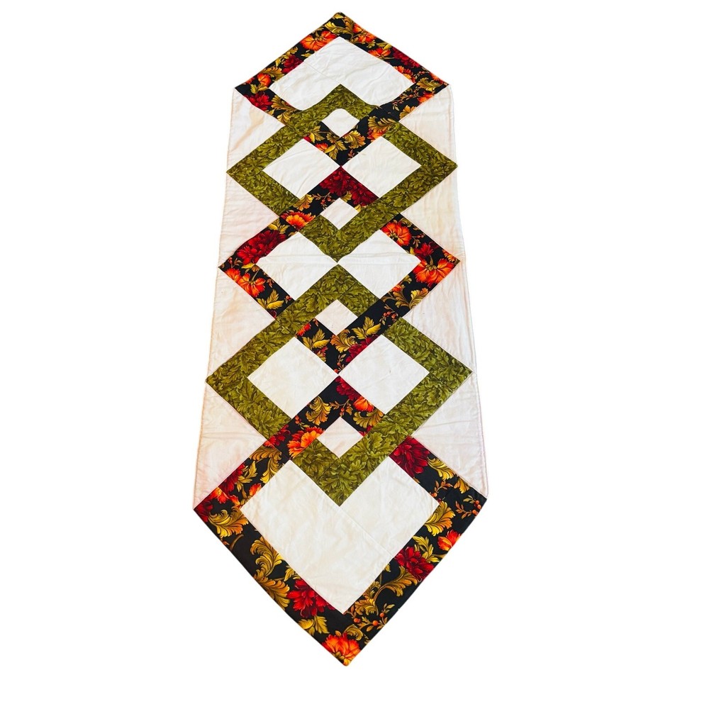 Handmade Table Runner Two Sided Quilted Fall Autumn Theme FLAWED 41” x 14”