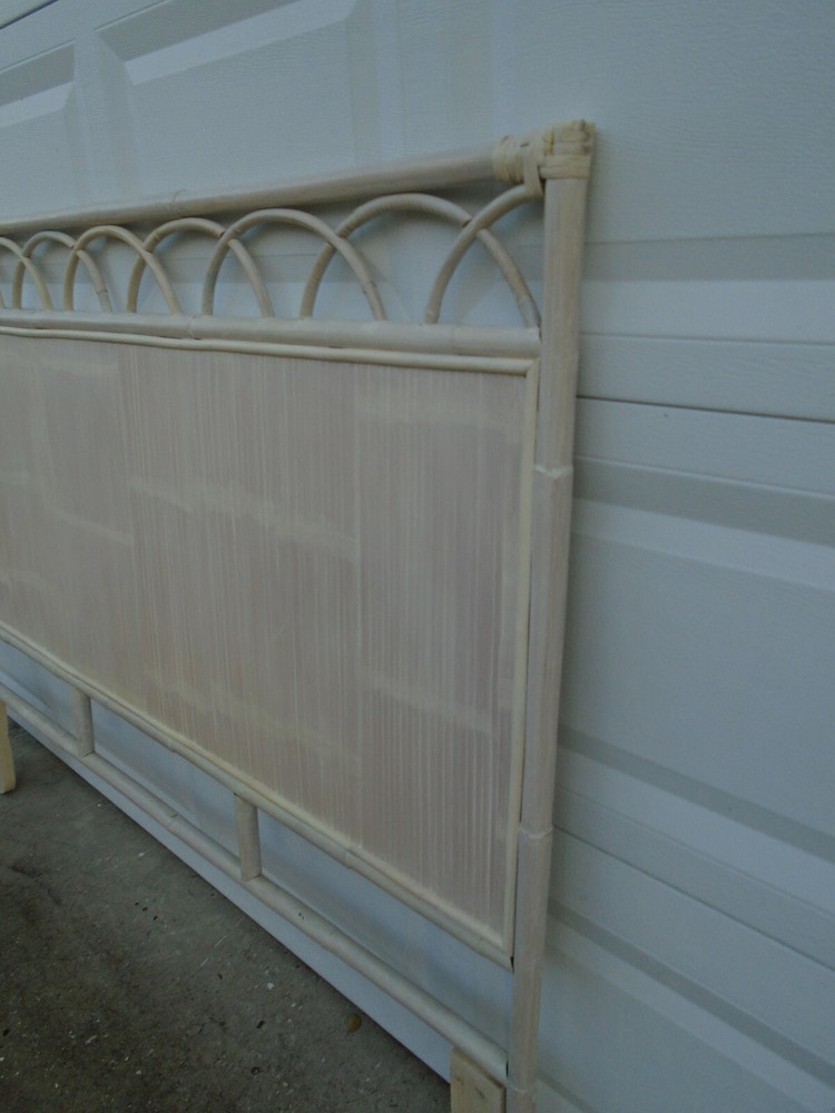 Split Bamboo QUEEN Size Headboard Flat Rattan Hollywood Regency Beach Cottage