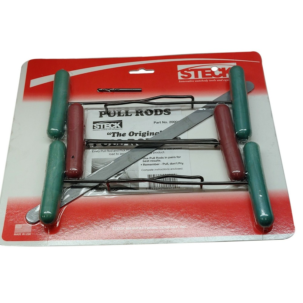 8pc Steck 20000 Original Pull Rod Set USA - Pick Pulls, Straight Edge, Drill Bit