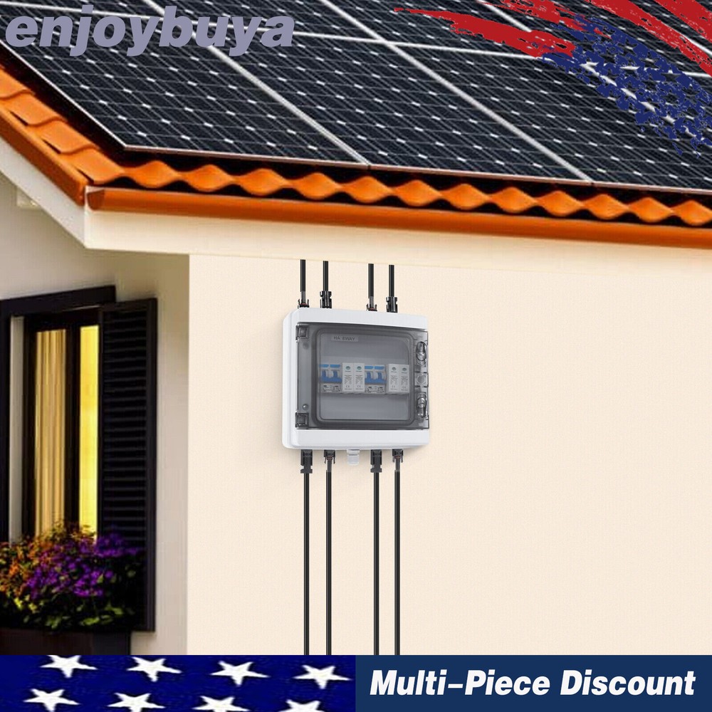 2 Strings Solar Combiner Box FIT Solar Panel Disconnect Switch Circuit Breaker