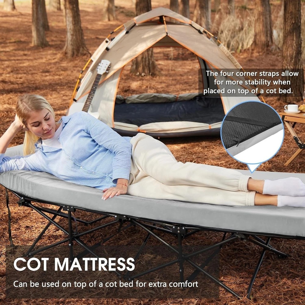 Memory Foam Camping Mattress Pad, 3" Thick, Waterproof