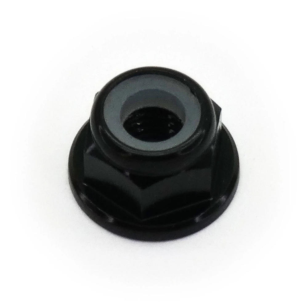 10pcs M5 Flange Locking Hex Nuts Nylon Insert Anodized Aluminum (Black)