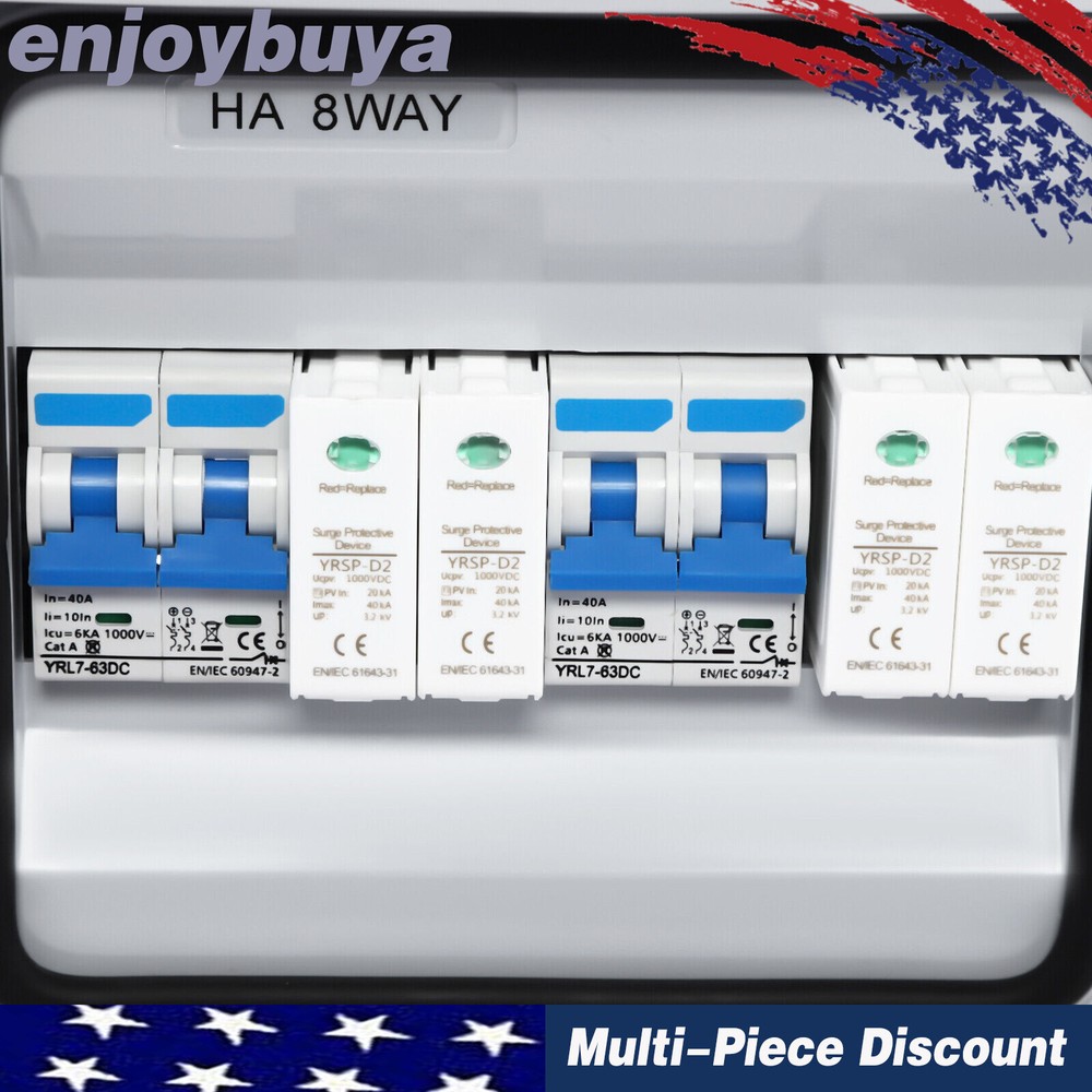 2 Strings Solar Combiner Box FIT Solar Panel Disconnect Switch Circuit Breaker