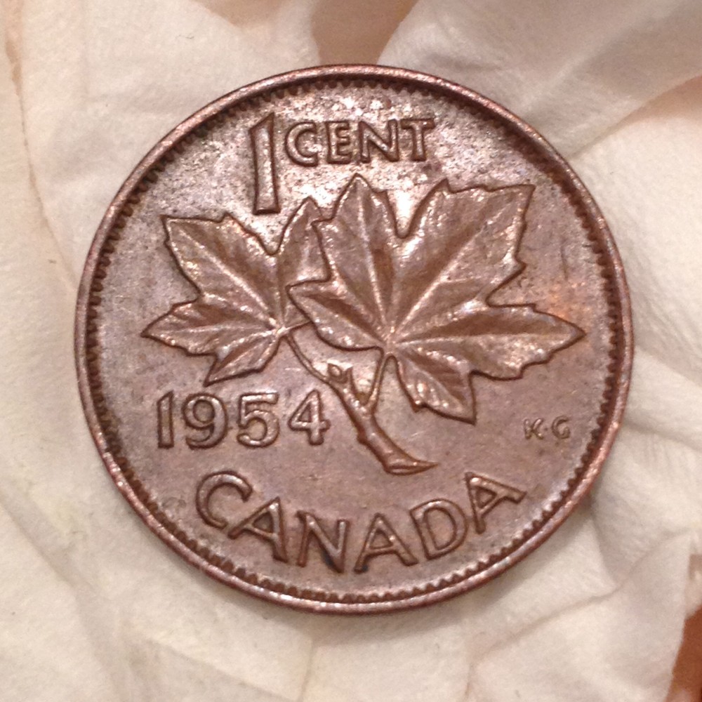1954 Canada Copper Cent - circulated TOP KEY DATE