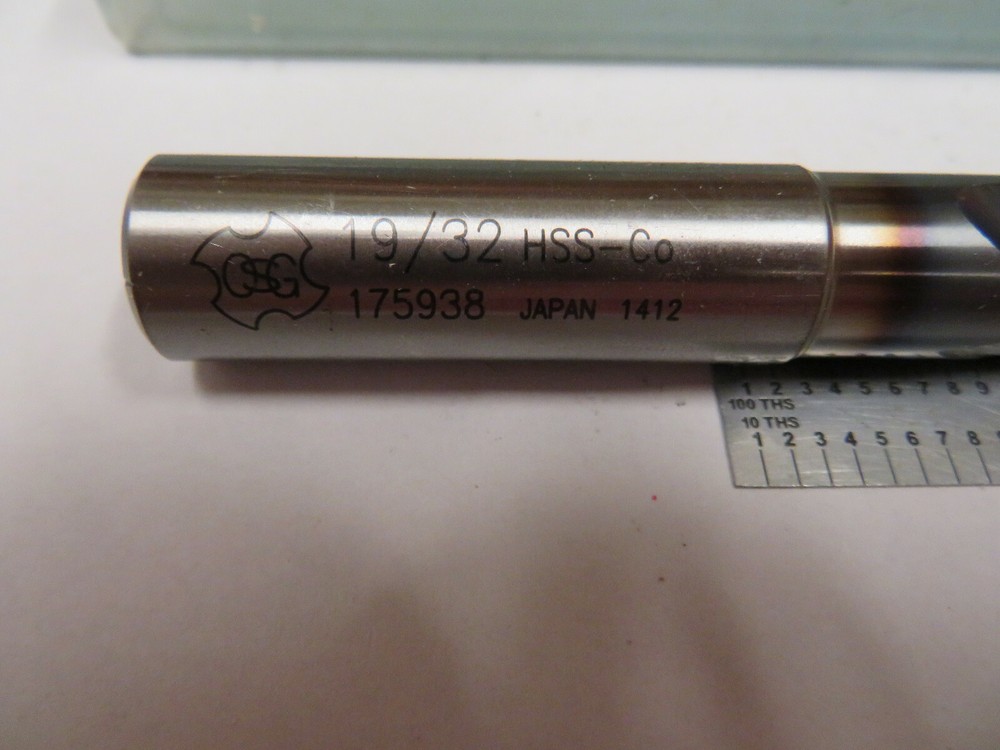 19/32" OSG HSS Cobalt Drill, Through Coolant
