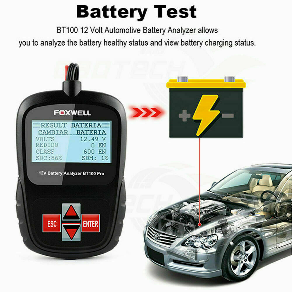 Foxwell BT100 Pro 12V Car Battery Analyzer - Accurate CCA 100-1100 Testing Tool
