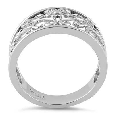 925 Sterling Silver Medium Flower Swirl Ring