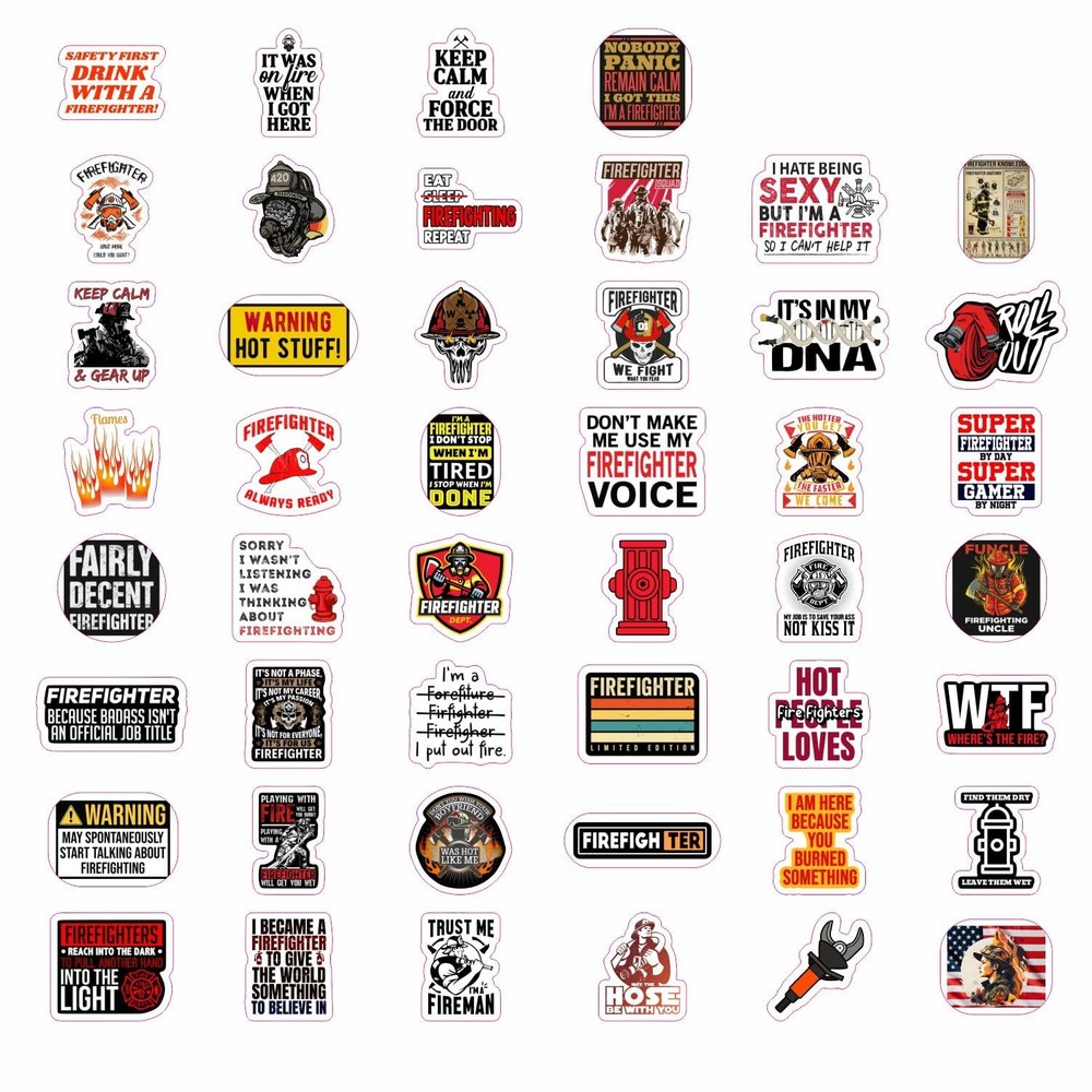 100Pcs Funny Firefighter Stickers - Fireman &