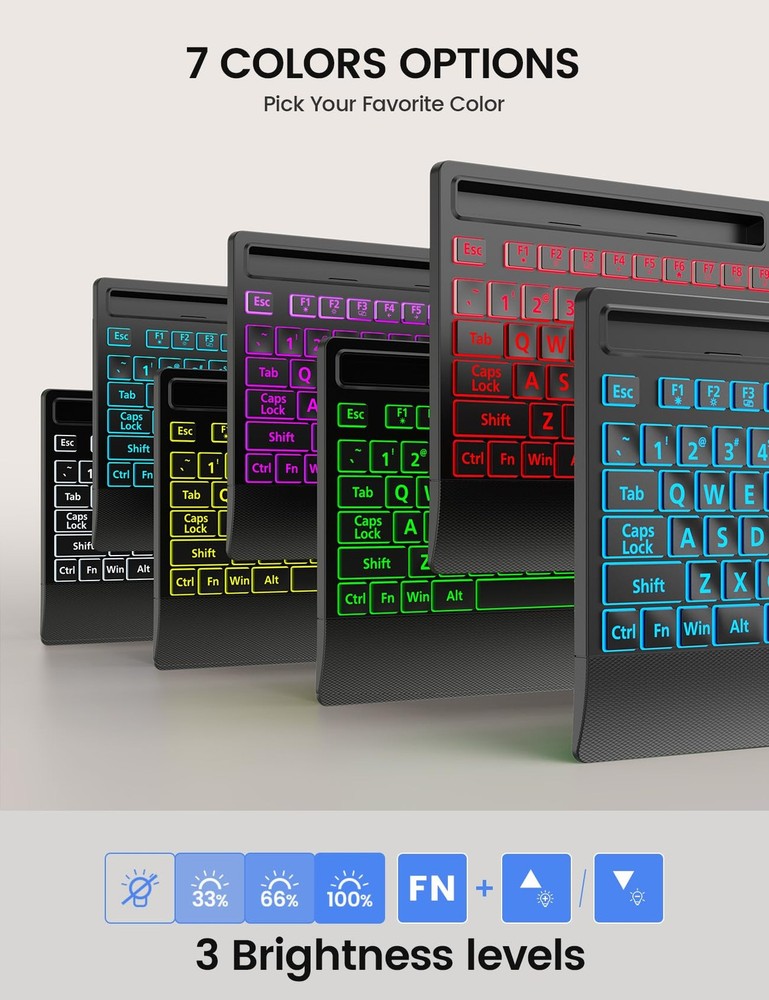 SABLUTE Large Print Backlit Keyboard, USB Wired Computer Keyboard, with Illum