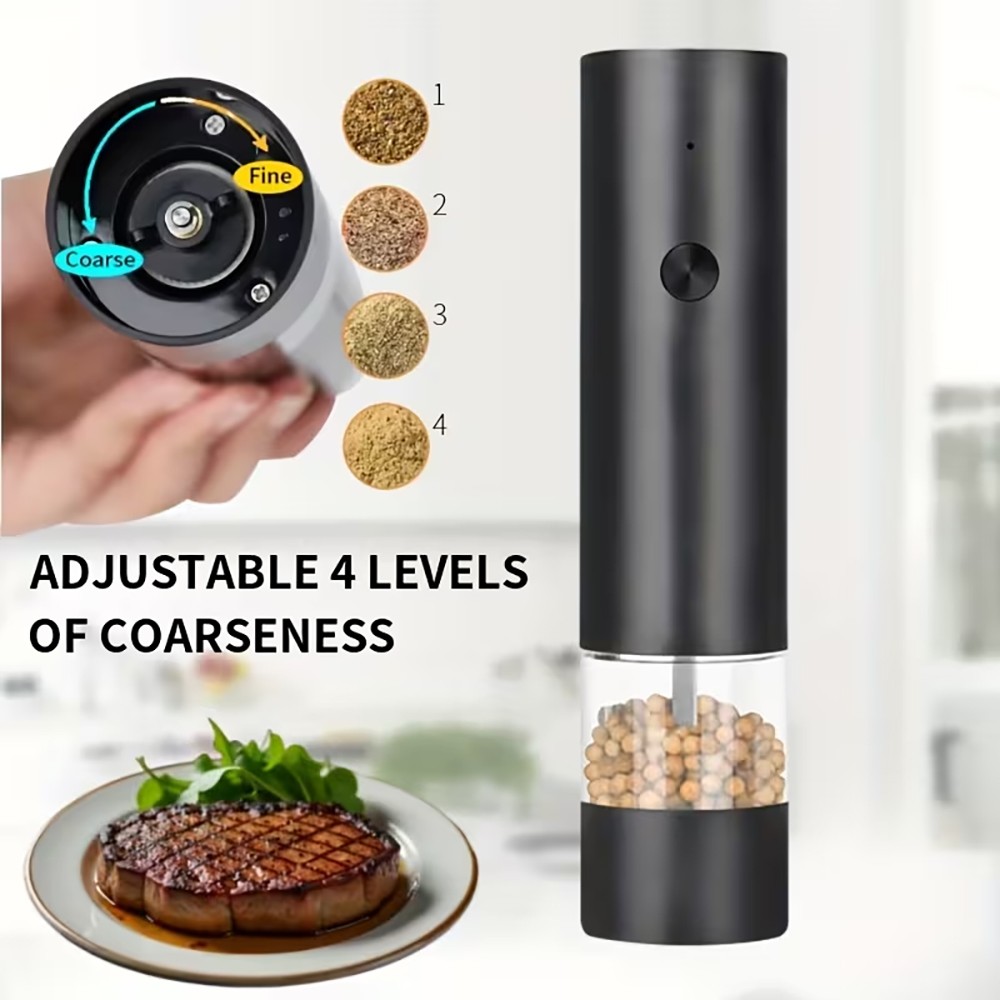 Electric Salt and Pepper Grinder Set Rechargeable Adjustable Coarseness - 2 Pack
