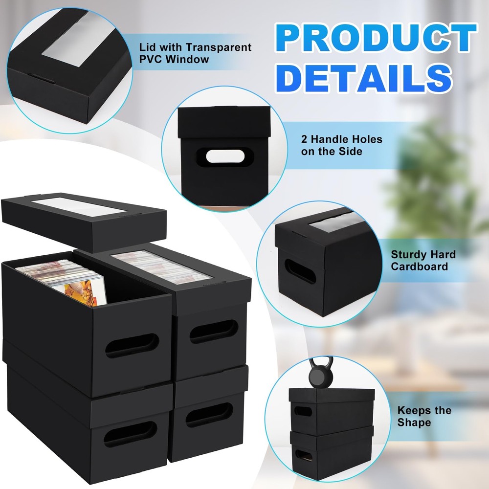 CD Storage Boxes,4 Pack Cardboard CD Case Storage,CD Case Holder with Lid,Hol...