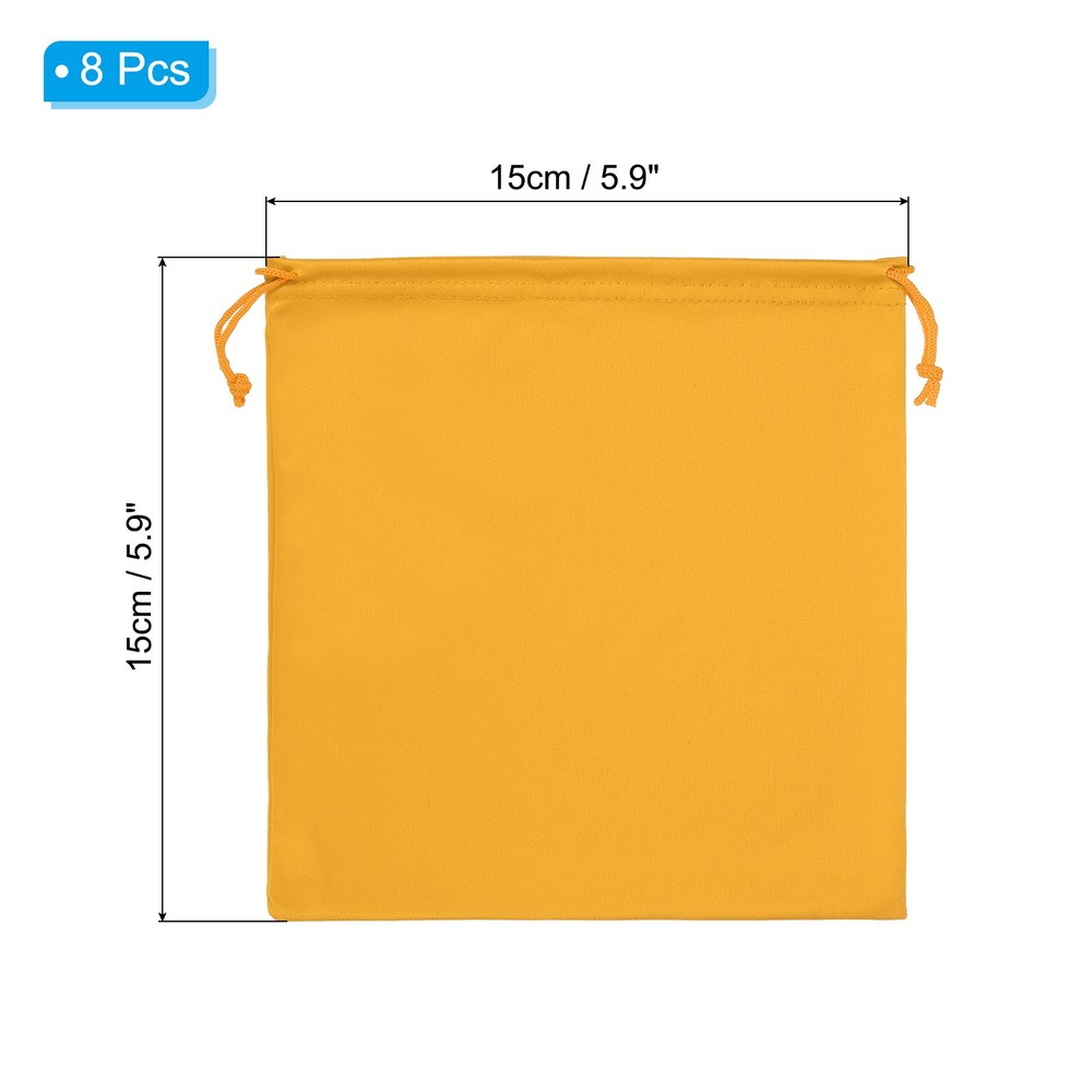 Ski Goggle Bag, 8 Pcs Soft Microfiber Drawstring Pouch, 15cmx15cm, Orange